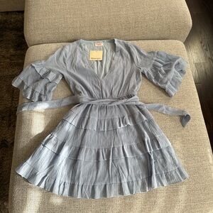 Showpo Slate Blue Textured V-Neck Dress